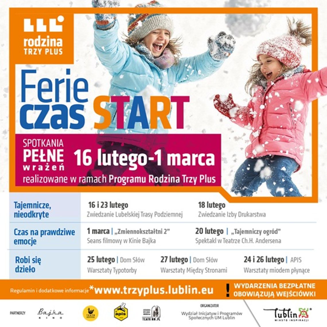 Ferie czas START! Lublin zaprasza całe rodziny na darmowe atrakcje