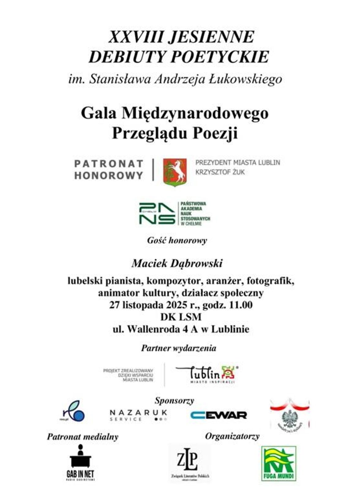 Gala Międzynarodowego Przeglądu Poezji już 27 listopada w DK LSM