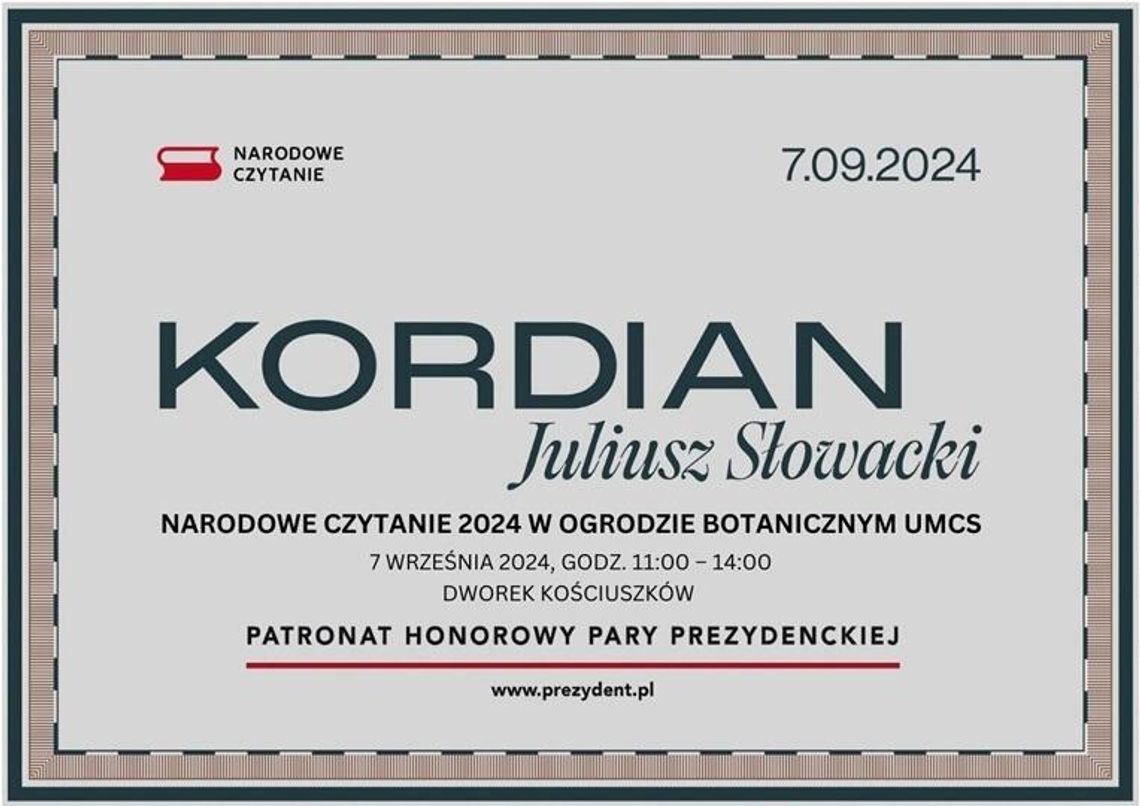 Narodowe Czytanie 2024 w Ogrodzie Botanicznym UMCS.