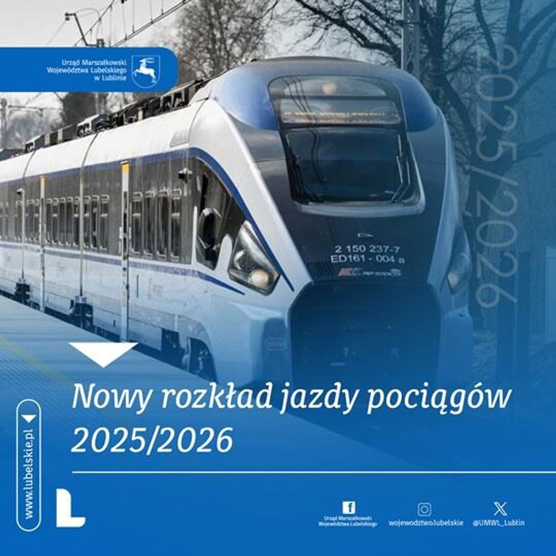 Nowy rozkład jazdy pociągów 2025/2026 w woj. lubelskim Nowy rozkład jazdy pociągów 2025/2026 w woj. lubelskim