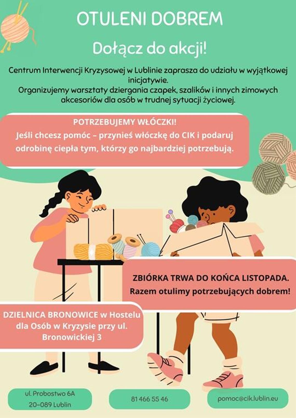 „Otuleni Dobrem” w Lublinie – wspólne dzierganie czapek i szalików dla potrzebujących