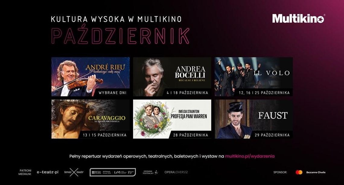 Październik w Multikinie: koncerty, opera i sztuka w wyjątkowym repertuarze
