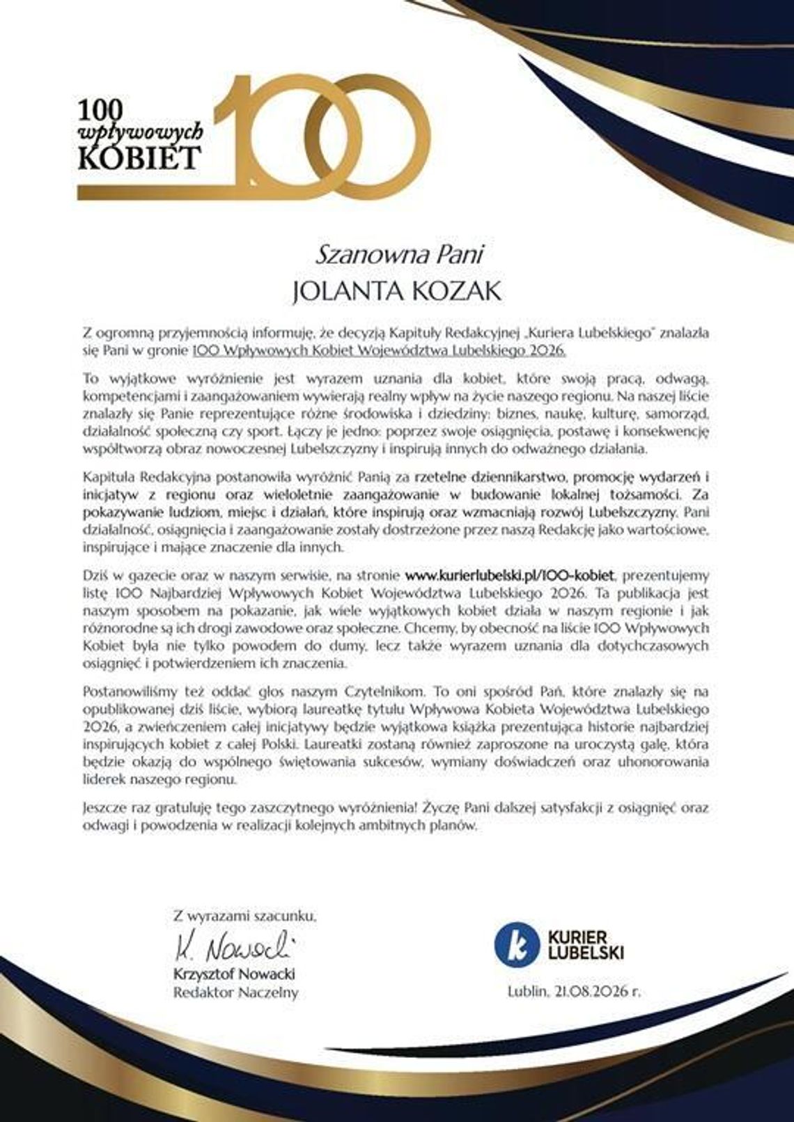 Zwykle opisujemy innych. Dziś mamy powód, by napisać o naszej redaktor naczelnej Zwykle opisujemy innych. Dziś mamy powód, by napisać o naszej redaktor naczelnej